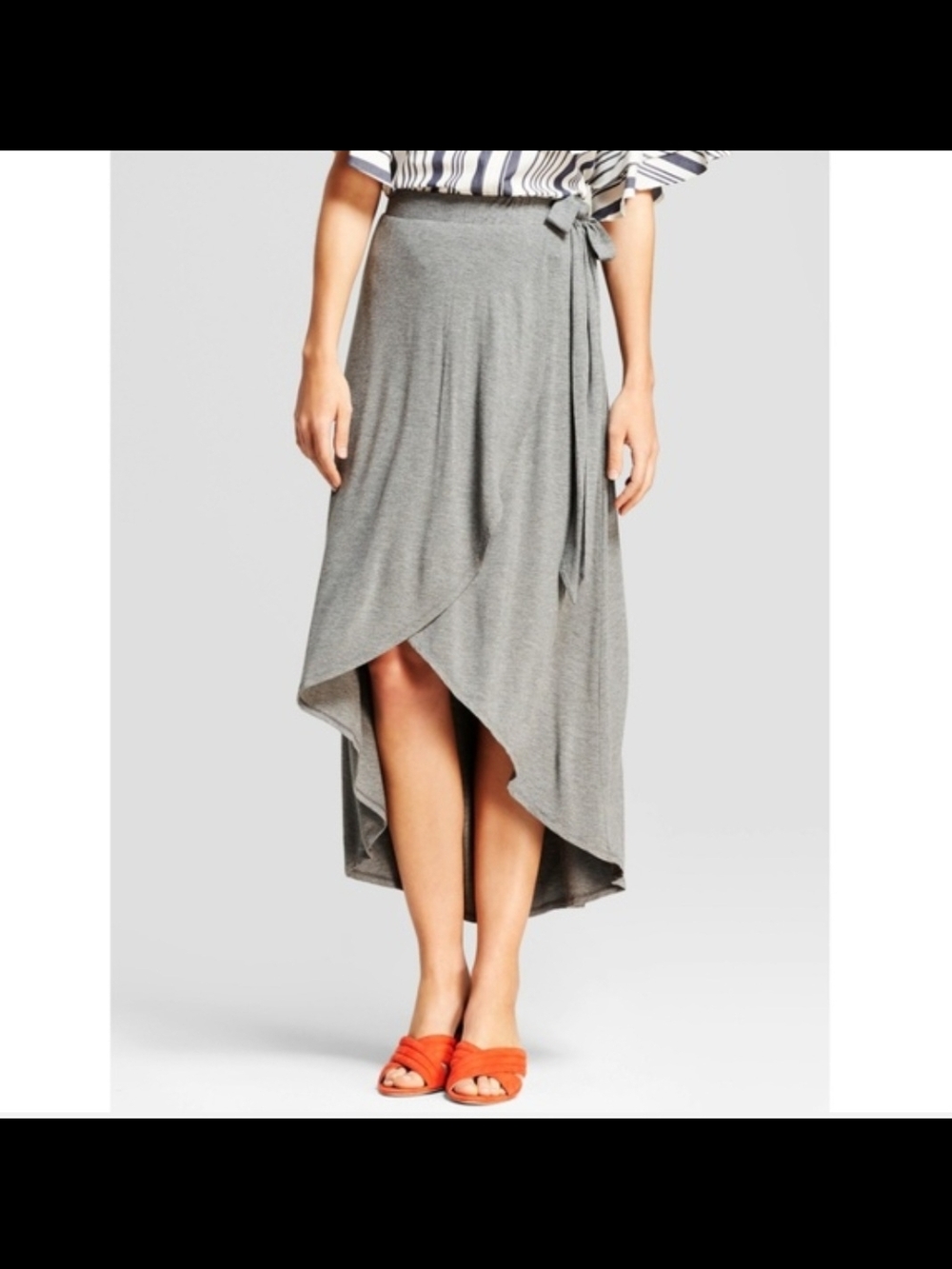 a new day Gray High-Low Wrap Skirt with Side Tie